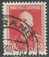 1939-40 ALBANIA USATO SERIE ORDINARIA 15 Q - RF20-7 - Albanien