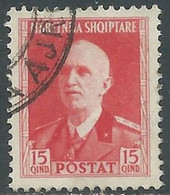 1939-40 ALBANIA USATO SERIE ORDINARIA 15 Q - RF20-8 - Albanie