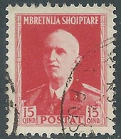 1939-40 ALBANIA USATO SERIE ORDINARIA 15 Q - RF34 - Albanie