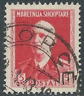 1939-40 ALBANIA USATO SERIE ORDINARIA 15 Q - RF34-2 - Albanien