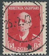 1939-40 ALBANIA USATO SERIE ORDINARIA 15 Q - RF34-3 - Albania