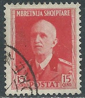 1939-40 ALBANIA USATO SERIE ORDINARIA 15 Q - RF34-4 - Albanie