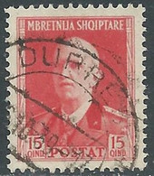 1939-40 ALBANIA USATO SERIE ORDINARIA 15 Q - RF34-5 - Albanie