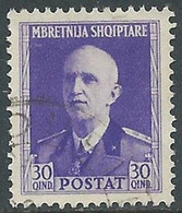 1939-40 ALBANIA USATO SERIE ORDINARIA 30 Q - RF20-9 - Albanie