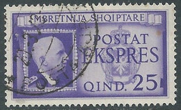 1940 ALBANIA ESPRESSO USATO EFFIGIE 25 Q - RF29-3 - Albania