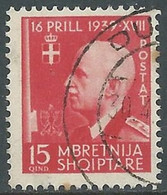 1942 ALBANIA USATO UNIONE ITALO ALBANESE 15 Q - RF20-9 - Albanie