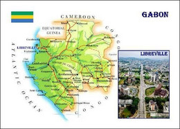 Gabon Country Map New Postcard * Carte Geographique * Landkarte - Gabon