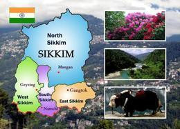 India Sikkim State Map New Postcard * Carte Geographique * Landkarte - India