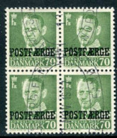 DENMARK 1955 Parcel Post Overprint On King Frederik IX 70 Øre Definitive Block Of 4 Used.  Michel 39 - Colis Postaux