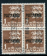 DENMARK 1967 Parcel Post Overprint On Arms 1 Kr. Definitive Block Of 4 Used.  Michel 34 II - Colis Postaux