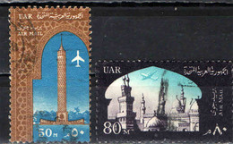 EGITTO - 1963 - TORRE DEL CAIRO E MOSCHEA EL AZHAR - USATI - Aéreo