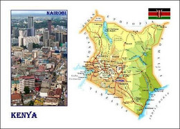 Kenya Country Map New Postcard K* Carte Geographique * Landkarte - Kenya