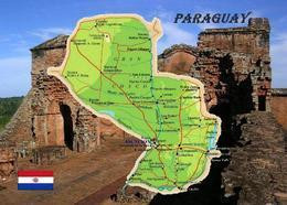 Paraguay Country Map New Postcard * Carte Geographique * Landkarte - Paraguay
