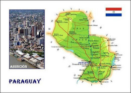 Paraguay Country Map New Postcard * Carte Geographique * Landkarte - Paraguay