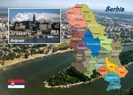 Serbia Country Map New Postcard * Carte Geographique * Landkarte - Serbia