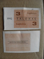 Banknote Lithuania 1992 Used Talonas 3 November - Litauen