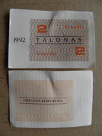 Banknote Lithuania 1992 Used Talonas 2 December - Lithuania