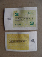 Banknote Lithuania 1992 Used Talonas 3 March - Lithuania