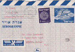 ISRAEL 1952 AEROGRAMME TO ENGLAND. - Cartas