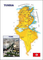 Tunisia Country Map New Postcard * Carte Geographique * Landkarte - Tunisia