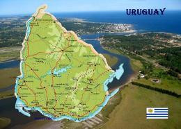Uruguay Country Map New Postcard * Carte Geographique * Landkarte - Uruguay