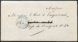 Lettre Paris Port Du Avec Cachet Distribution Taxe 15c SERVICE N°2 En Bleu 21.6.1854, France – 4ciel - Other