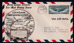 U.S.  FIRST  TRANS- ATLANTIC  AIR-MAIL STAMP TO FRANCE AND RETURN - 1c. 1918-1940 Briefe U. Dokumente