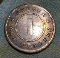 Cyprus , Rare 1 Piastre ,  1900 , VICTORIA , UNC , Bronze, KM # 3 , Gomaa - Cyprus