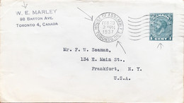 CANADA 1937, HOUSE OF ASSEMBLY CANCELLATION, POSTAL STATIONERY, KING GEORGE COVER, W. E. MARLEY TO MR. F. W. SEAMAN, USA - 1903-1954 Kings