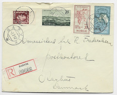 NORGE NORWAY 75+25+35+65 LETTRE COVER DEFAUT REC NARVIK 2.7.1957 TO DANMARK - Lettres & Documents