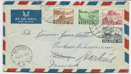 ISLAND 10AUR+20+60+90A LETTRE COVER AIR MAIL REYJAVIK AALBORG 16.10.1950 TO DANMARK - Cartas & Documentos