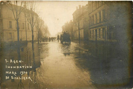 Agen * Carte Photo * Mars 1930 * Le Boulevard SCALIGER * Inondation Crue Catastrophe - Agen