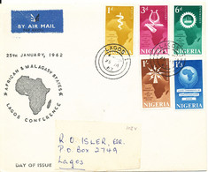 Nigeria FDC 25-1-1962 African & Malagasy States Lagos Conference Complete Set Of 5 With Cachet - Nigeria (1961-...)
