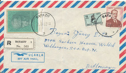 Turkey Registered Air Mail Cover Sent To Germany Bayazit 7-2-1969 (bended Cover) - Airmail