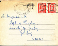 Argentina Carte Postale Sent To Sweden 1970 With Overprinted Stamps S. Official - Brieven En Documenten