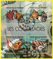 Petite Feuille De 4 T.-P. Oblitérés - Les Coquillages Chlamys Varia Cardita Calcyculata Jujubinus Exasperatus - 2012 - Used Stamps