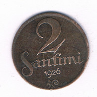 2 SANTIMI  1926   LETLAND /15894/ - Latvia