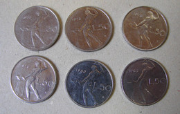 Monnaie. 63. Lot De 6 Pièces De 50 Lires. 1955 - 1973 - 1975 - 1978 - 1980 - 1983 - 50 Lire
