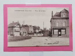 CPA-76-GODERVILLE-Place De La Gare-Café Des Travailleurs-Vve A.MARTIN-1632 Habitants-recto Verso-N°39 - Goderville