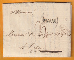 1763 - Marque Postale HAVRE - 23 X 5 Mm - Sur Lettre Pliée Avec Corresp De 2 Pages + Relevé De Comptes Vers ROUEN - 1701-1800: Precursores XVIII