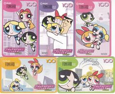 SERIE COMPLETA DE 5 TARJETAS DE FILIPINAS DE LAS POWERPUFF GIRLS (CINE-CINEMA) - Filippijnen