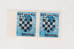 CROATIA WW II, 1941 20 Din Pair Perforated Margin On Left MNH - Croatia