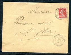 Enveloppe De Valuejols Pour St Flour En 1909 - A 12 - 1877-1920: Periodo Semi Moderno
