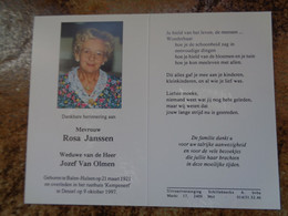 Doodsprentje/Bidprentje   Rosa Janssen   Balen-Hulsen 1921-1997 Dessel    (Wwe Jozef Van Olmen) - Religion & Esotericism