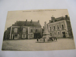 CPA - Brulon  (72) - Place De La Mairie - Monument Aux Morts - Epicerie Mercerie - 1920 - SUP  (GU 91) - Brulon