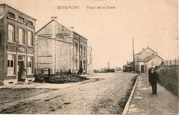 CPA 95 BEAUMONT PLACE DE LA GARE COMMERCES RARE BELLE CARTE !! - Beaumont Sur Oise