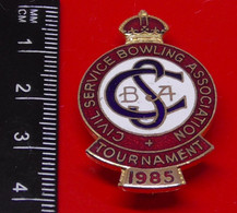 Vintage Enamel And Metal Badge Bowling Bowler Bowls Lawn Bowls Civil Service Bowling Association Tournament 1985 - Bowling