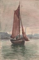 Barque De Pêche  (carte Peinte à La Main Signée R.Berthou) - Pesca