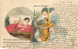 German Hold To Light Postcard Romantic Couple Romance Romania Royalty Franking Stamp 1894 -1898 Carol I - "Spic De Grâu" - Hold To Light