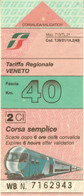 Italia Regione Veneto Trenitalia Fahrschein Boleto Biglietto Ticket Billet - Europe